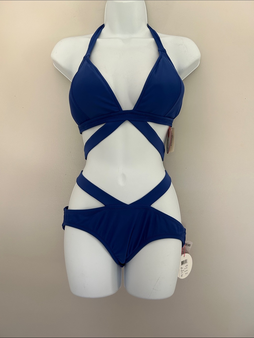 Soma Women's Castaway Deep Blue Crisscross Halter Bikini NWT